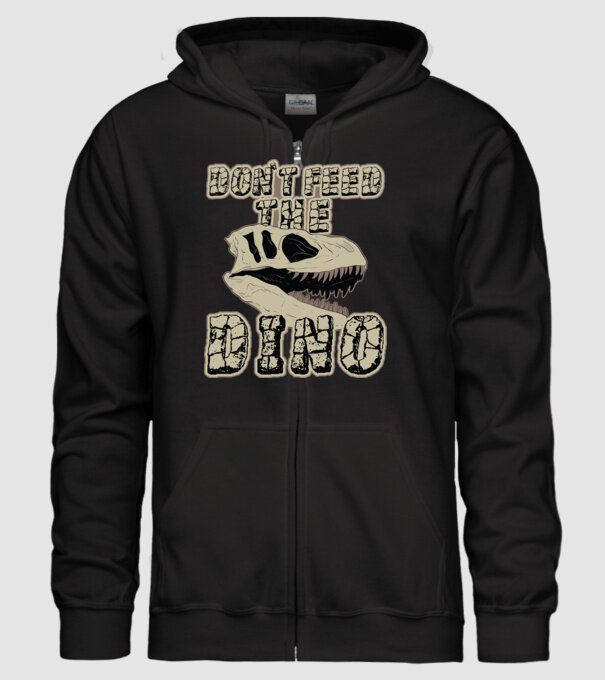Dont feed the dino model negru pe tricou