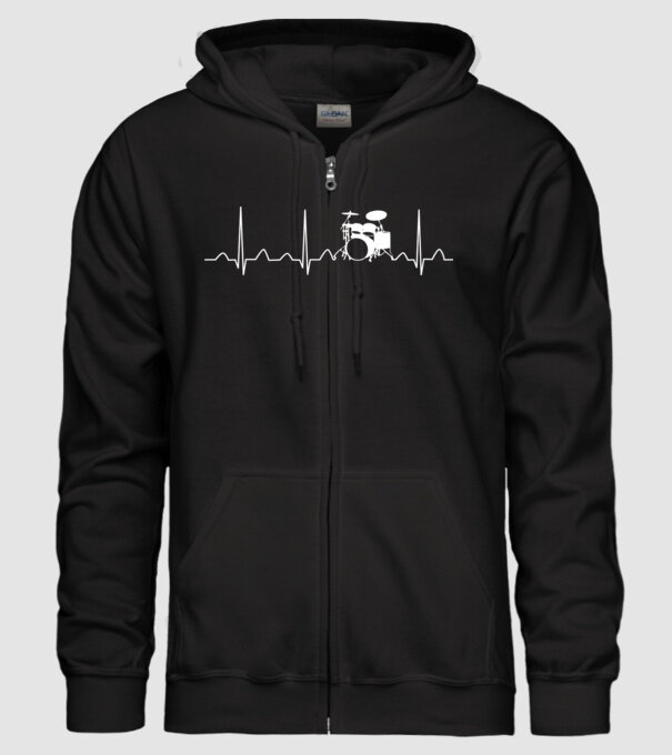 Drums heartbeat model negru pe tricou