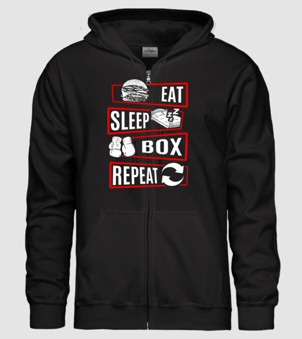 Eat sleep box repeat model negru pe tricou