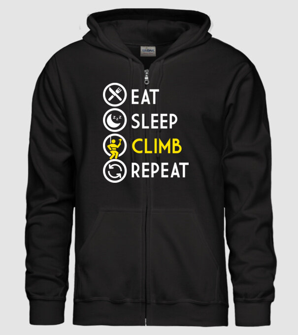 Eat sleep climb model negru pe tricou