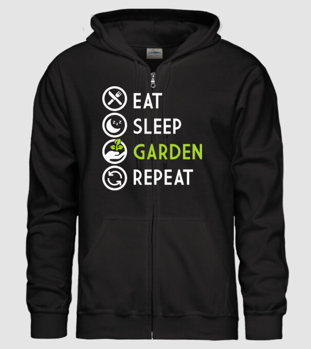 Eat sleep garden repeat model negru pe tricou