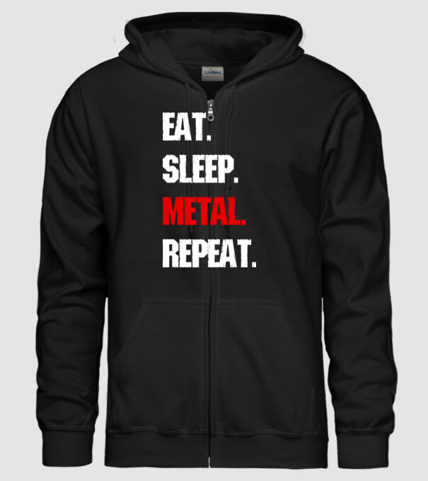 Eat sleep METAL repeat model negru pe tricou