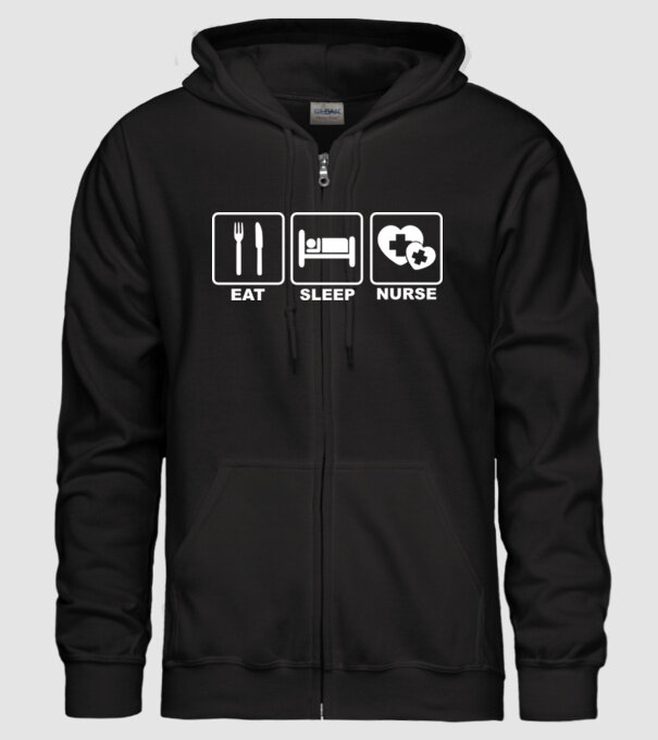 Eat Sleep Nurse model negru pe tricou