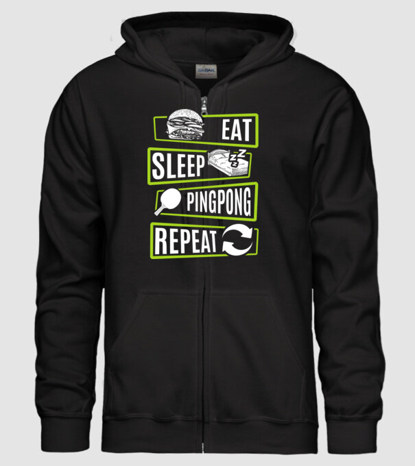 Eat sleep PING PONG repeat model negru pe tricou