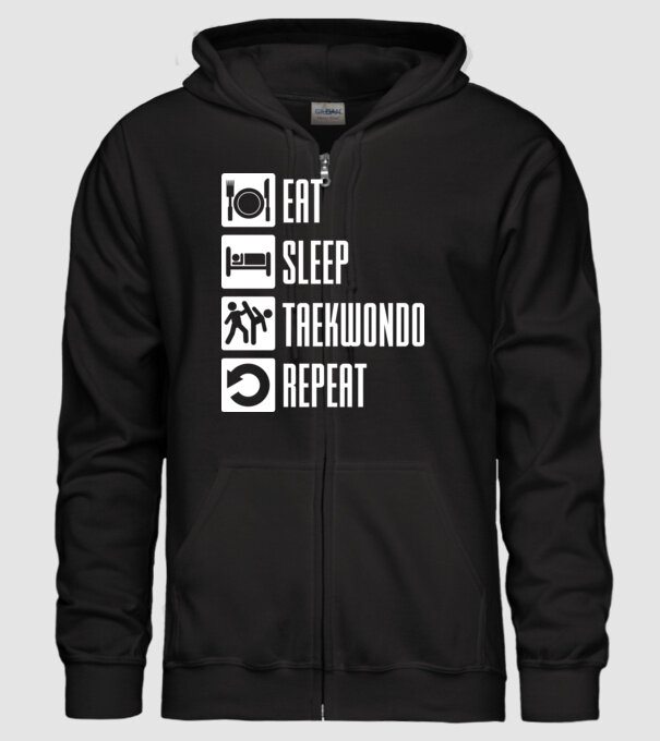 Eat sleep taekwondo model negru pe tricou