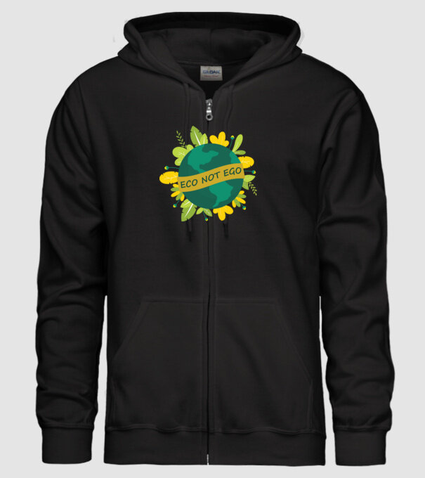 ECO NOT EGO model negru pe tricou