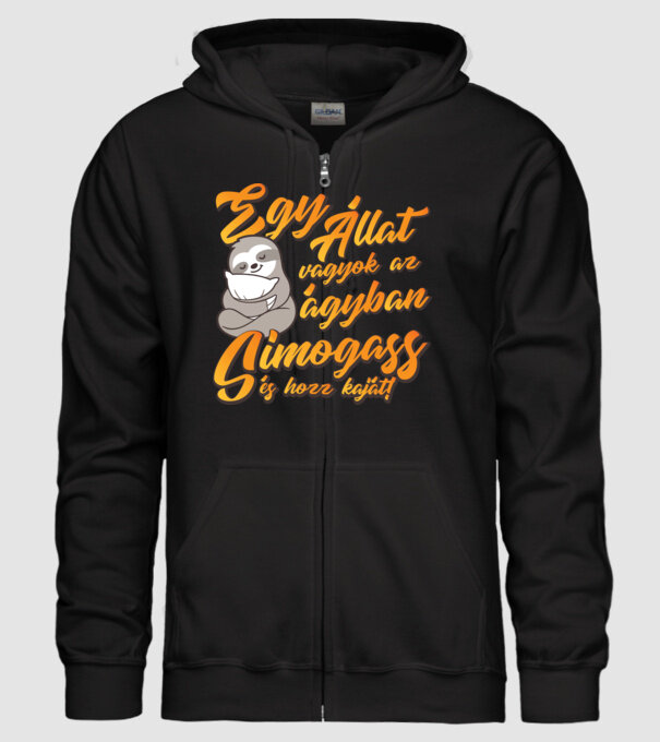 sunt un animal în pat, mângâie-mă și adu-mi mâncare! model negru pe tricou