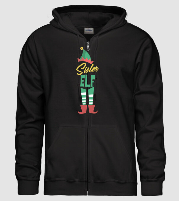 Elf family sister model negru pe tricou