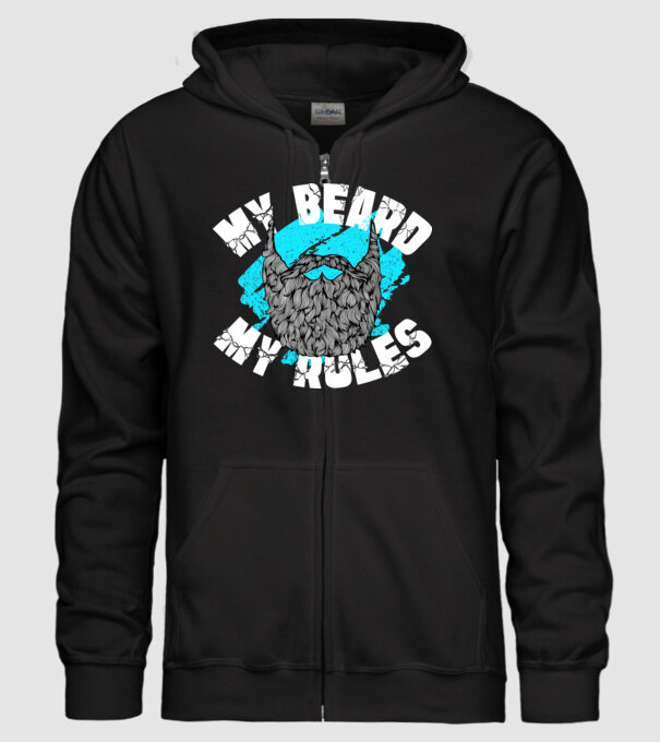 Barba mea, regulile mele (engleză) model negru pe tricou