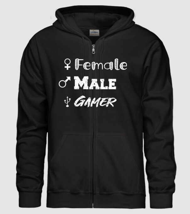 Female Male Gamer model negru pe tricou