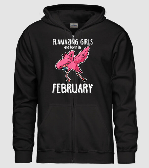 Flamazing girls are born in february model negru pe tricou