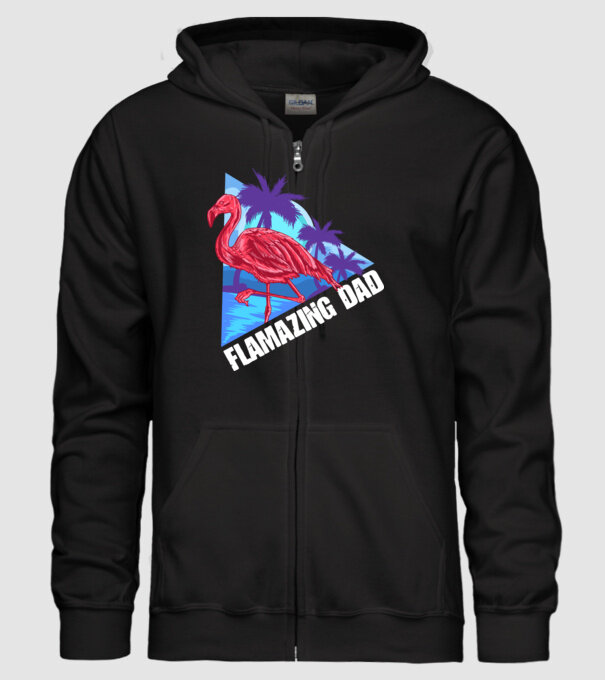 Flamingo dad model negru pe tricou