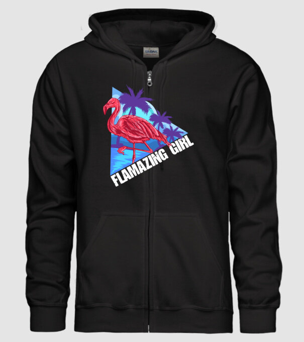 Flamingo girl model negru pe tricou