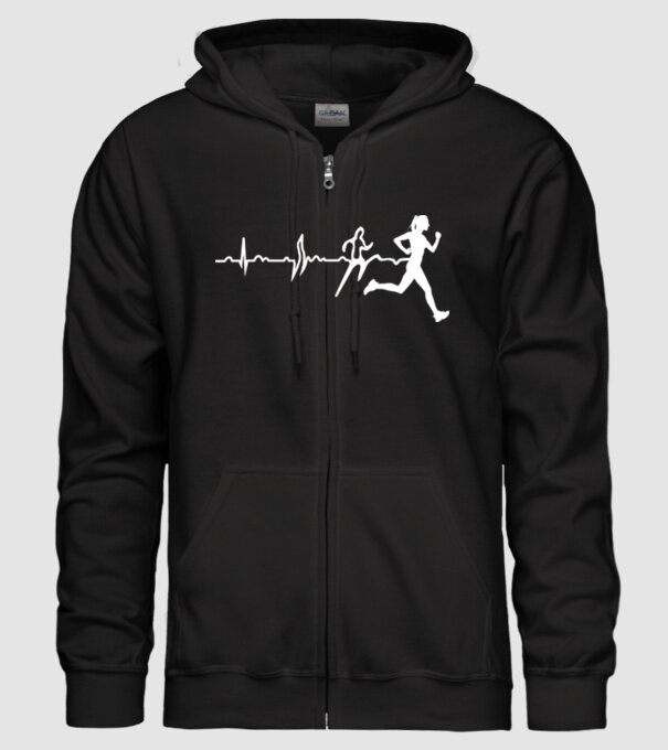 femeie alergătoare ecg model negru pe tricou