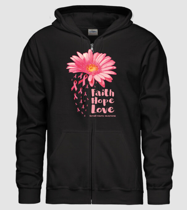 Gerbera faith hope love model negru pe tricou