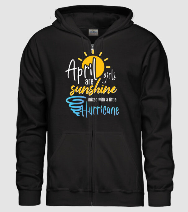 April Girls are Sunshine mixed with a little Hurricane model negru pe tricou
