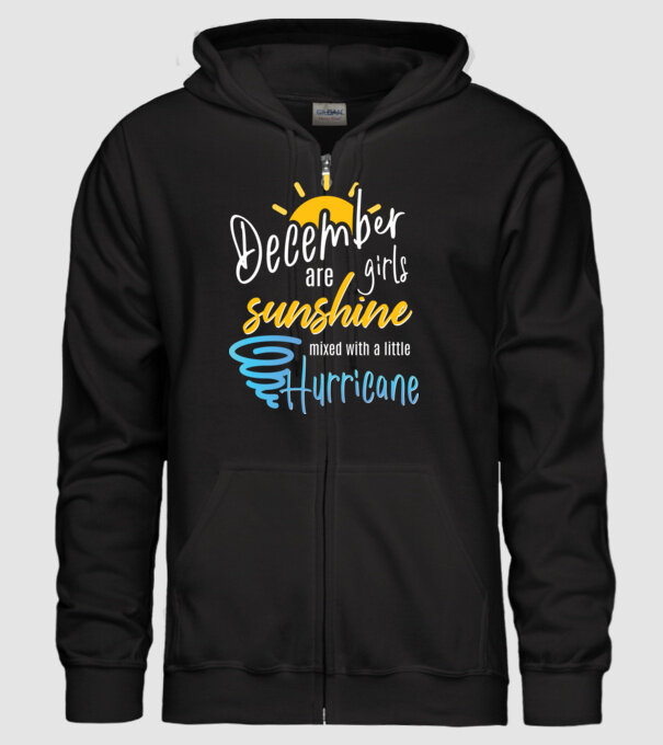 December Girls are Sunshine mixed with a little Hurricane model negru pe tricou