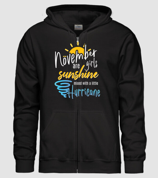 November Girls are Sunshine mixed with a little Hurricane model negru pe tricou
