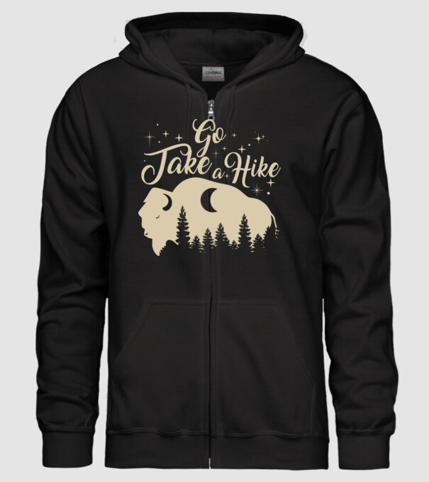 Go take a hike buffalo model negru pe tricou