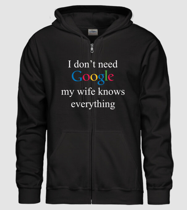 Google wife model negru pe tricou