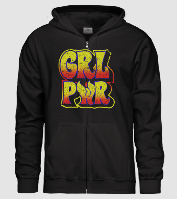 Girl Power retro model negru pe tricou