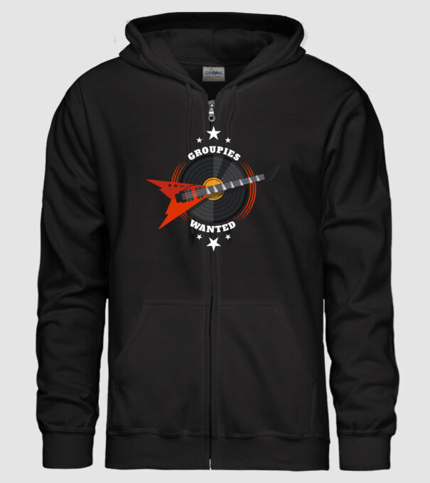 Groupies Wanted model negru pe tricou