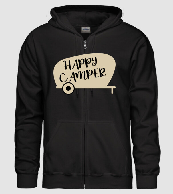 Happy camper text model negru pe tricou