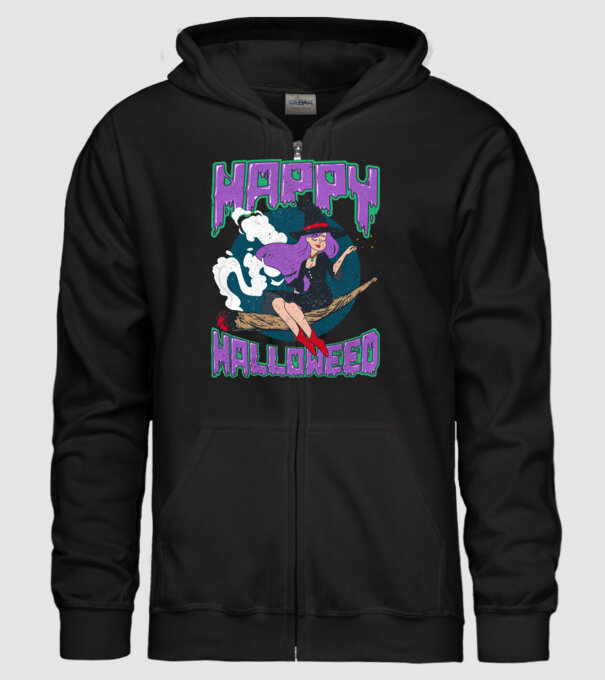 Happy Halloweed model negru pe tricou
