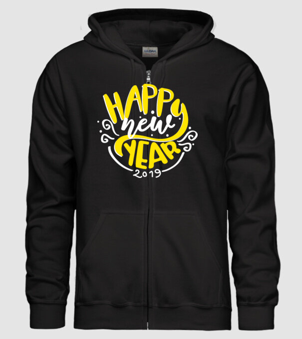 Happy new 2019 model negru pe tricou