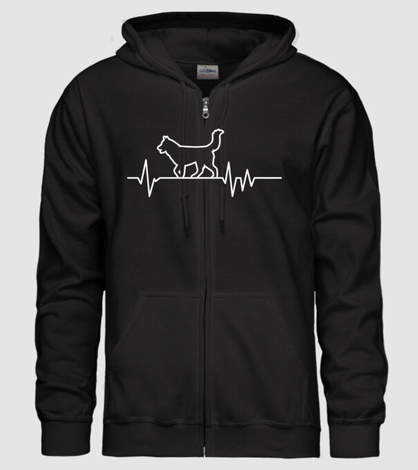 Heartbeat line Husky model negru pe tricou