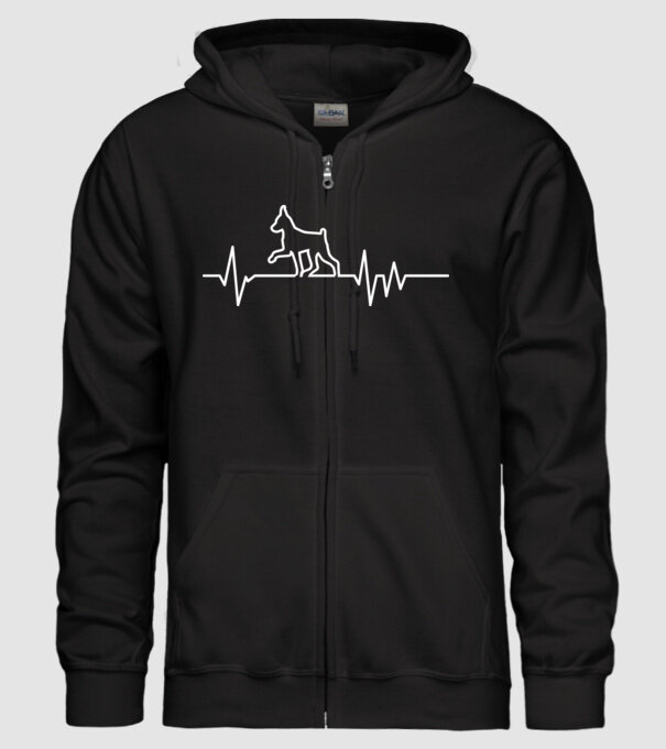 Heartbeat line Pinscher model negru pe tricou