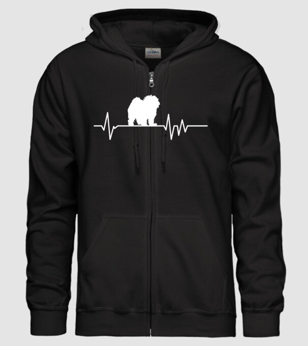 Heartbeat silueta Bolognese model negru pe tricou