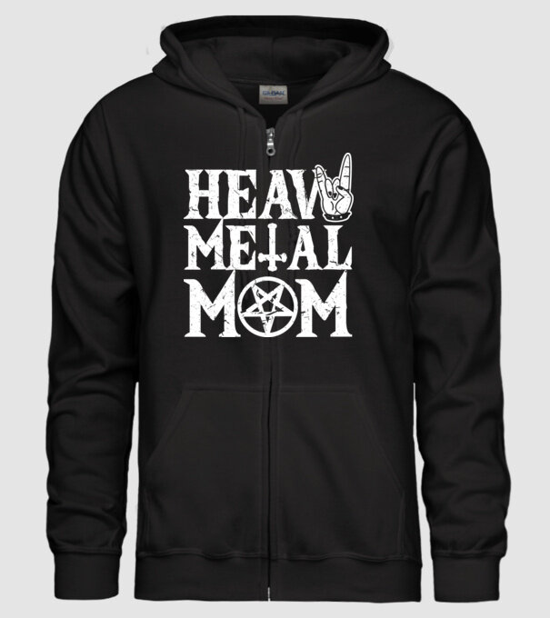Heavy Metal Mom model negru pe tricou