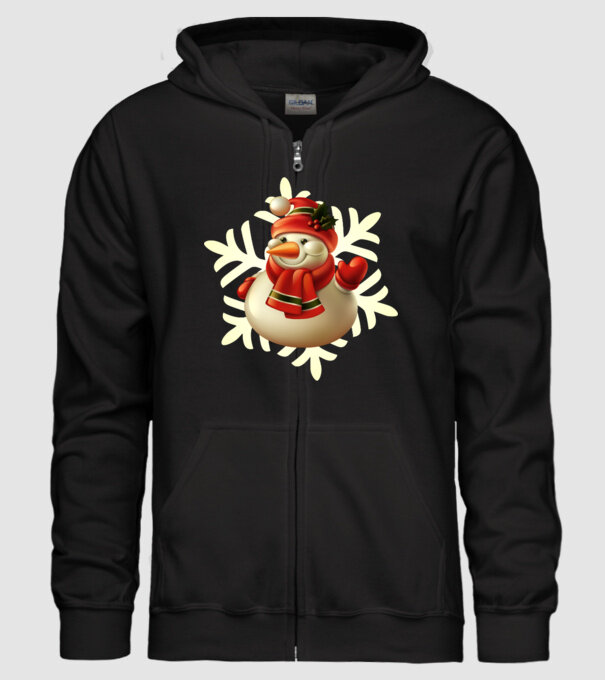 Om de zăpadă Moș Crăciun model negru pe tricou