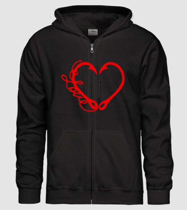 Inima Cârlig model negru pe tricou