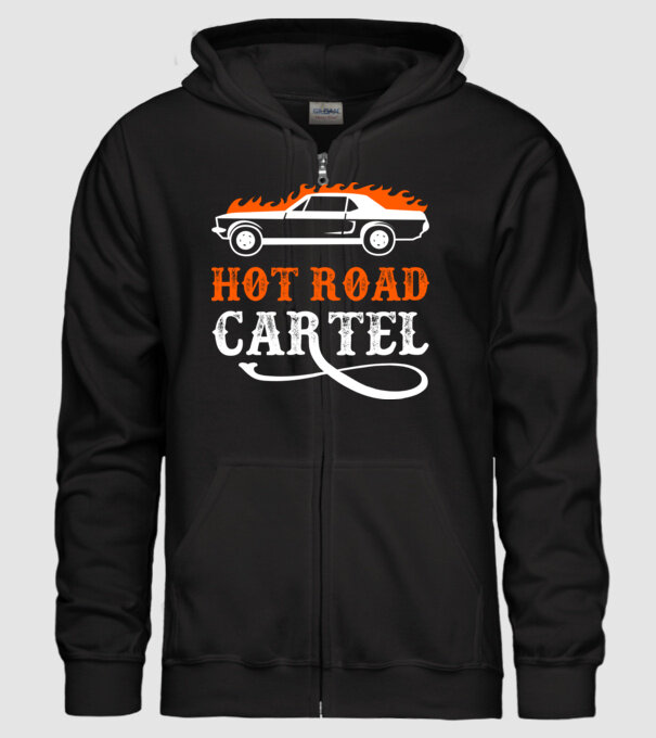 Hot road cartel model negru pe tricou