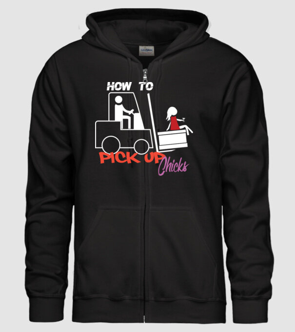 How to Pick up Chicks model negru pe tricou