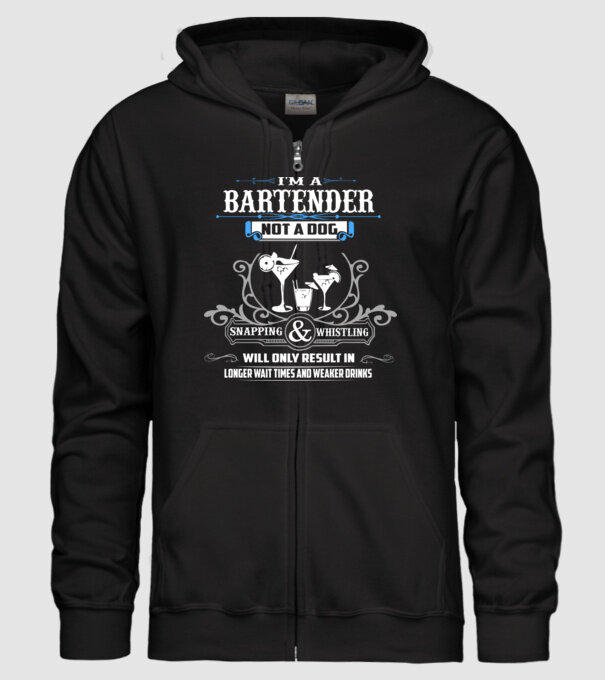 'I''m a bartender NOT a dog' model negru pe tricou