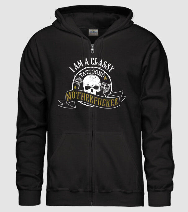 'I''m a classy tattooed motherfucker' model negru pe tricou