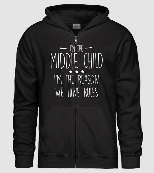 I'm the middle child model negru pe tricou