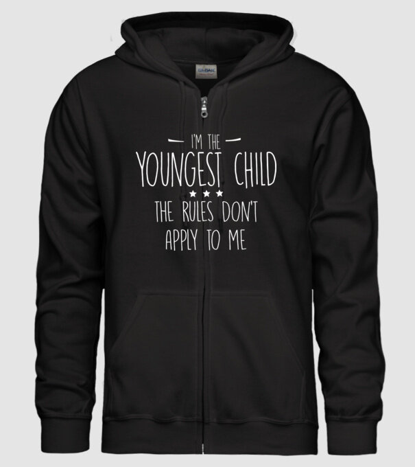 I'm the youngest child model negru pe tricou