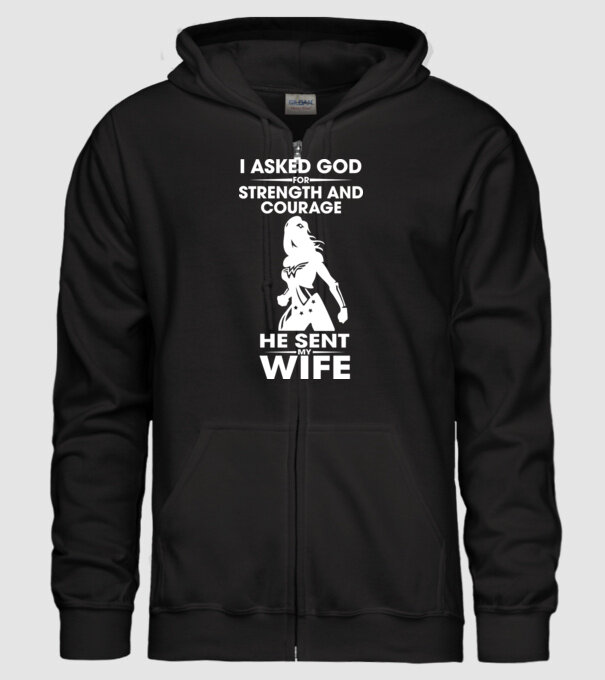 I asked God for strenght and courage model negru pe tricou