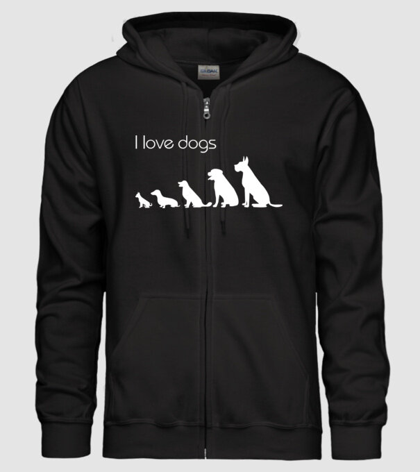 I love dogs model negru pe tricou