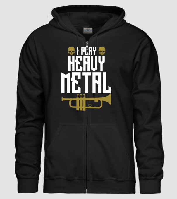 I play heavy metal trumpet model negru pe tricou
