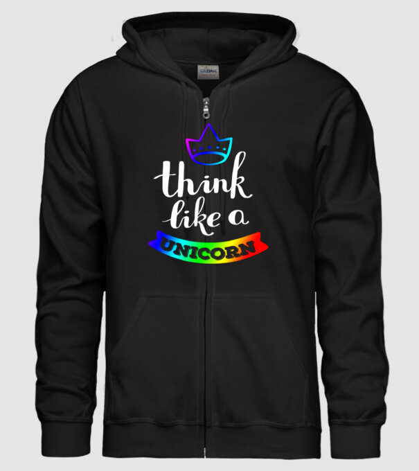 I think like a UNICORN model negru pe tricou