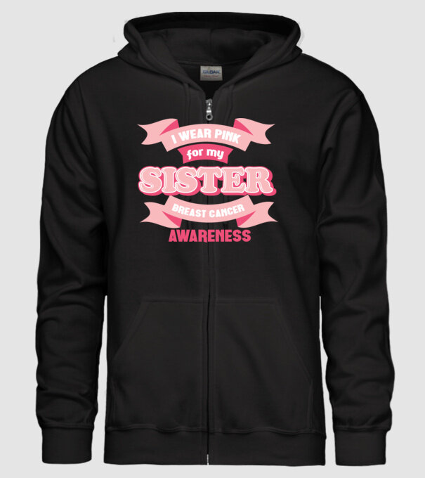 I wear pink for my sister model negru pe tricou