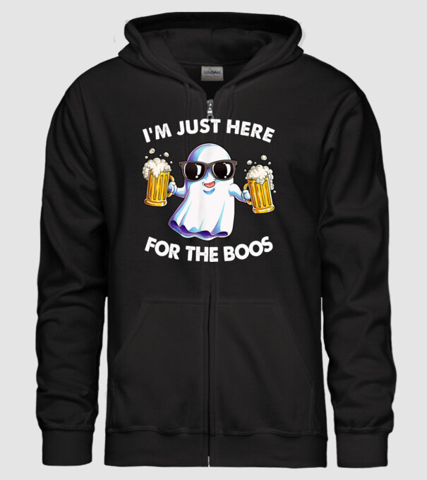 Im just here for the boos model negru pe tricou