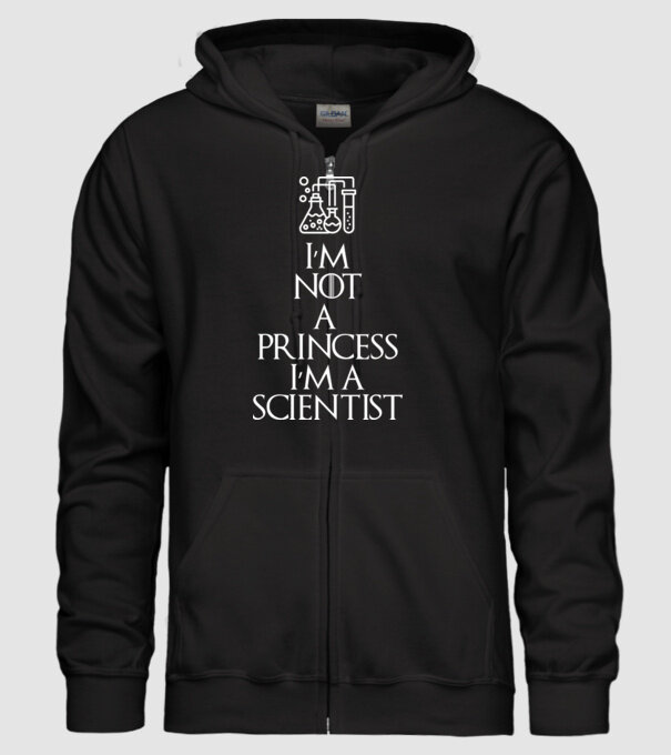 Im not a princess im a scientist model negru pe tricou