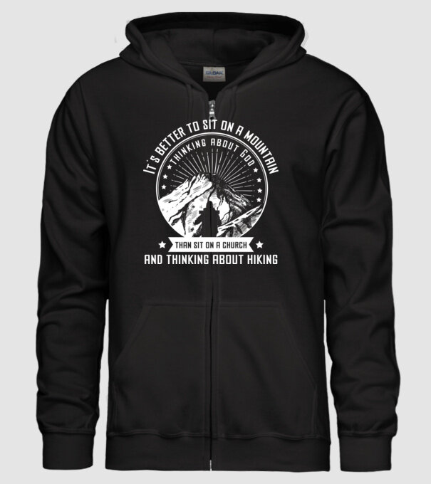 Its better to sit on a mountain and thinking on God model negru pe tricou