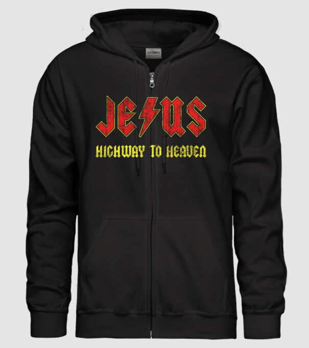 JESUS HIGHWAY TO HEAVEN model negru pe tricou